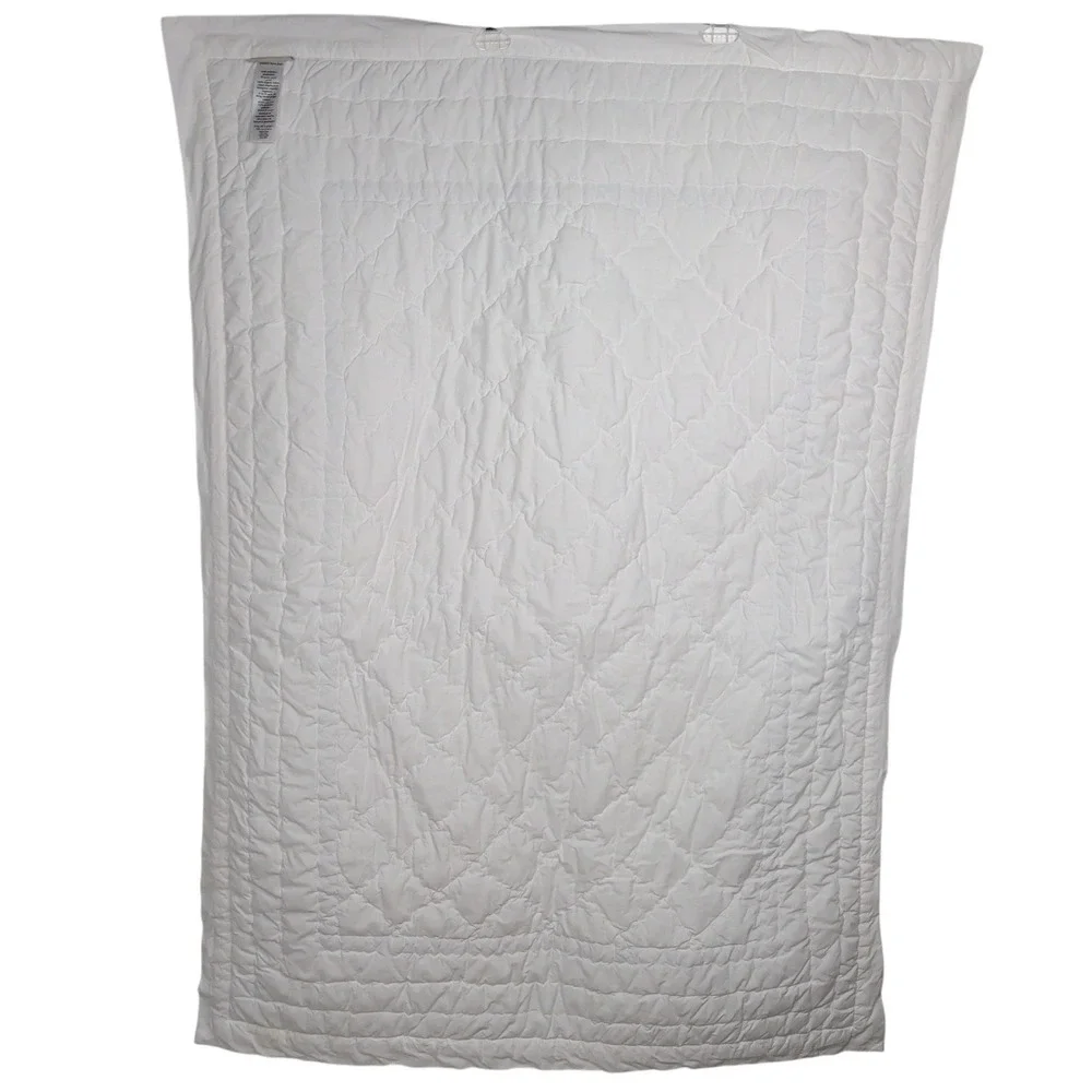 Pottery Barn Kids White Organic Cotton‎ Quilt Navy Blue Stripe 36x52 Nautical
